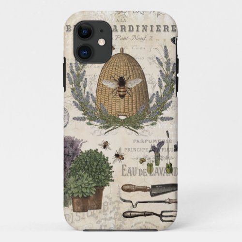Modern Vintage French Farmhouse Bee iPhone 11 Case