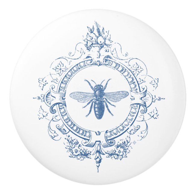 modern vintage french farmhouse bee ceramic knob (Front)