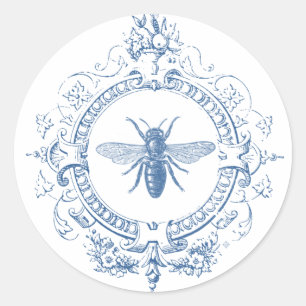 Modern Vintage French farmhouse bee Classic Round Sticker