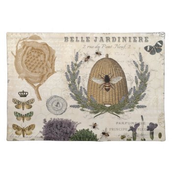 Modern Vintage French Farmhouse Bee Cloth Placemat by GIFTSBYHEATHERMYERS at Zazzle