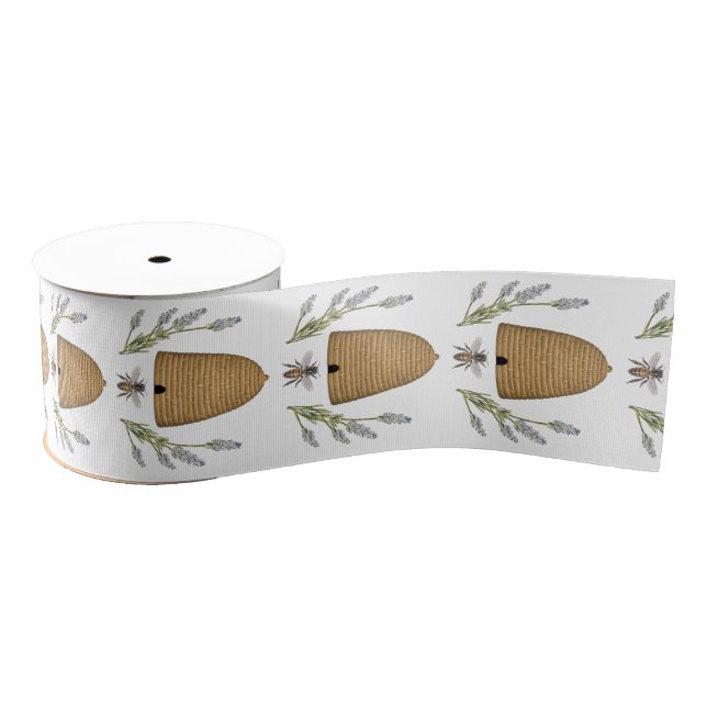 Modern vintage french farmhouse bee grosgrain ribbon (Spool)