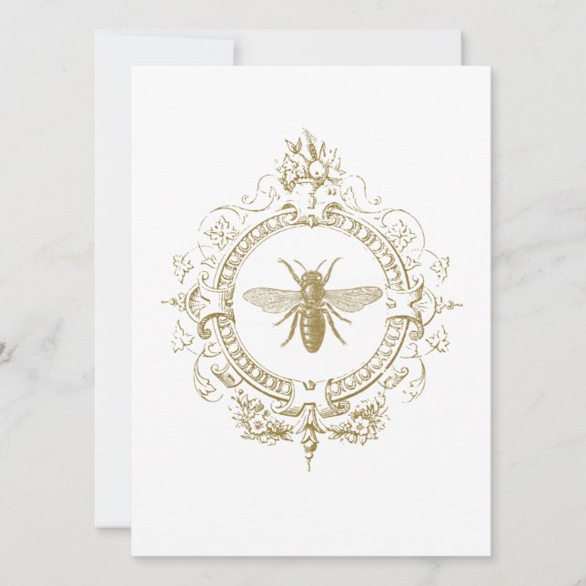 Modern Vintage French farmhouse bee Invitation (Front)