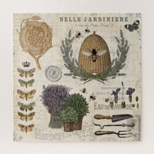 Modern Vintage French Farmhouse Bee Jigsaw Puzzle
