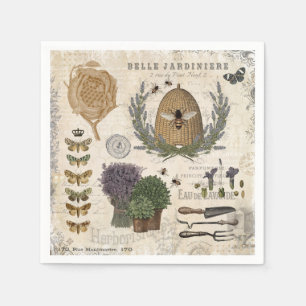 Modern vintage french farmhouse bee napkins