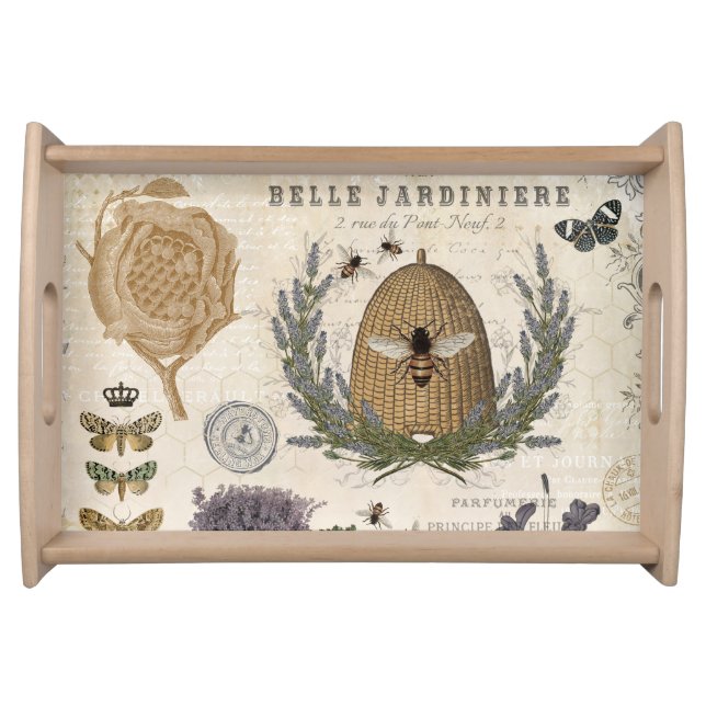 Modern Vintage French Farmhouse Bee Serving Tray (Front)