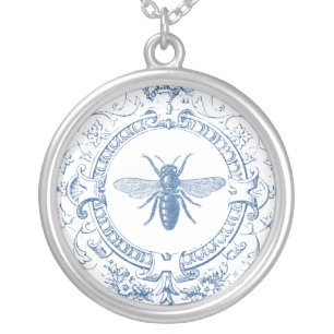 Modern Vintage French farmhouse bee Silver Plated Necklace