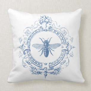 Modern Vintage French farmhouse bee Throw Pillow
