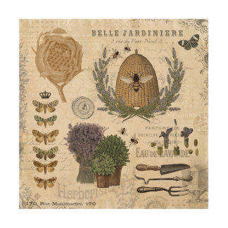 Modern vintage french farmhouse bee wood wall art