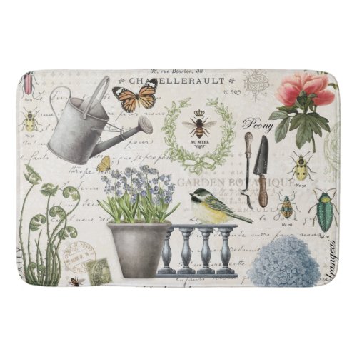 Modern Vintage french farmhouse flower garden Bath Mat