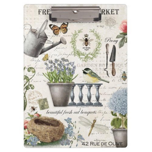 Modern Vintage french farmhouse flower garden Clipboard