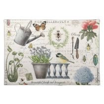 Modern Vintage french farmhouse flower garden Cloth Placemat