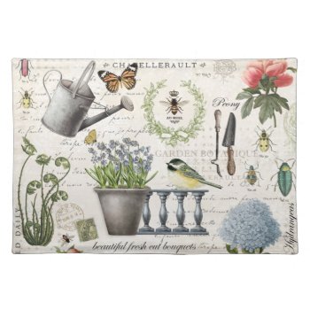 Modern Vintage French Farmhouse Flower Garden Cloth Placemat by GIFTSBYHEATHERMYERS at Zazzle