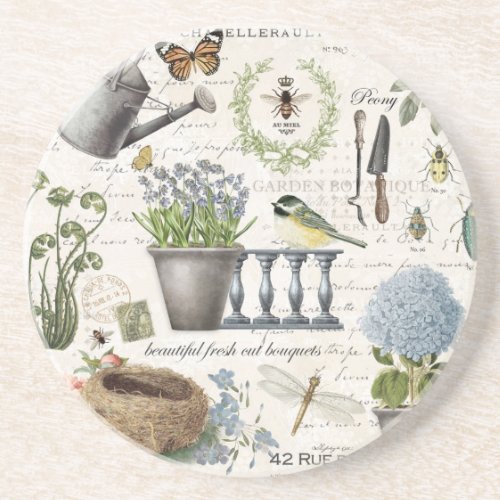 Modern Vintage french farmhouse flower garden Coaster