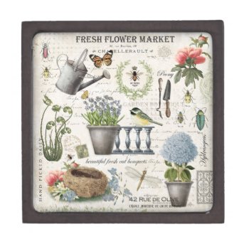 Modern Vintage French Farmhouse Flower Garden Gift Box by GIFTSBYHEATHERMYERS at Zazzle