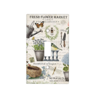 Modern Vintage french farmhouse flower garden Light Switch Cover