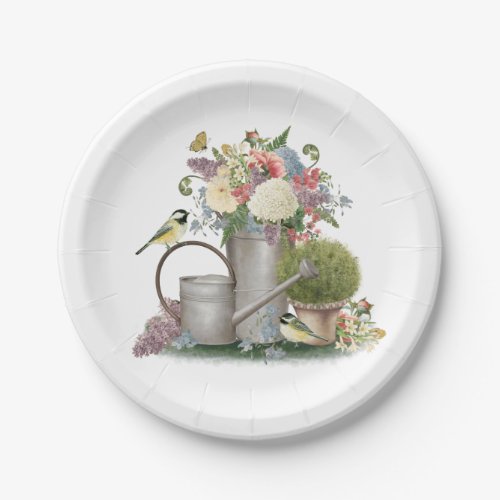 Modern Vintage french farmhouse flower garden Paper Plates