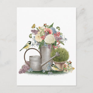 Modern Vintage french farmhouse flower garden Postcard