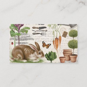 Modern Vintage French Farmhouse Garden Rabbit Business Card by GIFTSBYHEATHERMYERS at Zazzle