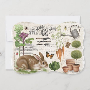 Modern Vintage French Farmhouse Garden Rabbit Invitation
