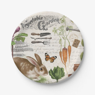 Modern Vintage French Farmhouse Garden Rabbit Paper Plates