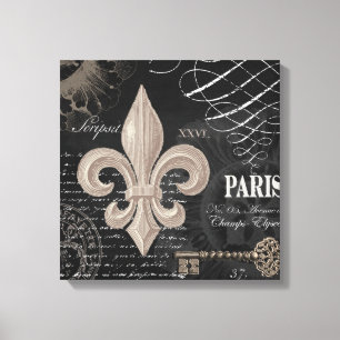 modern vintage french fleur de lis canvas print