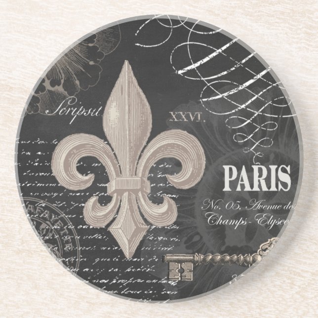 modern vintage french fleur de lis coaster (Front)