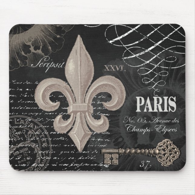 modern vintage french fleur de lis mouse pad (Front)