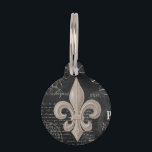 modern vintage french fleur de lis pet ID tag<br><div class="desc">modern vintage french fleur de lis</div>