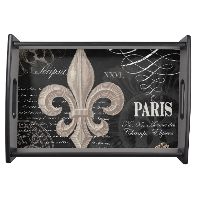 modern vintage french fleur de lis serving tray (Front)