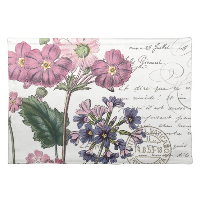 modern vintage french floral cloth placemat (Front)