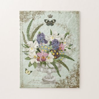 Modern Vintage French Floral Garden Puzzle by GIFTSBYHEATHERMYERS at Zazzle