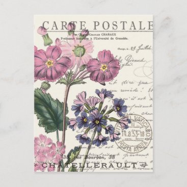 modern vintage french floral postcard