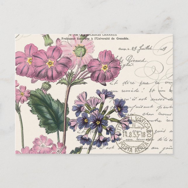 modern vintage french floral postcard (Front)