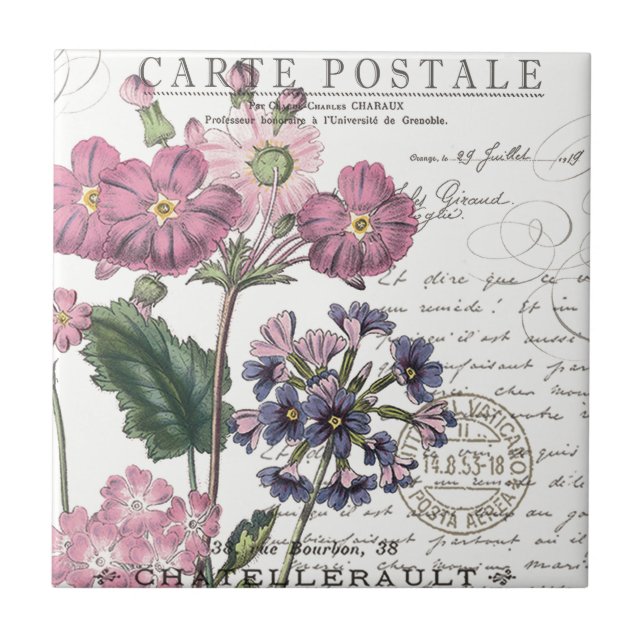 modern vintage french floral tile (Front)