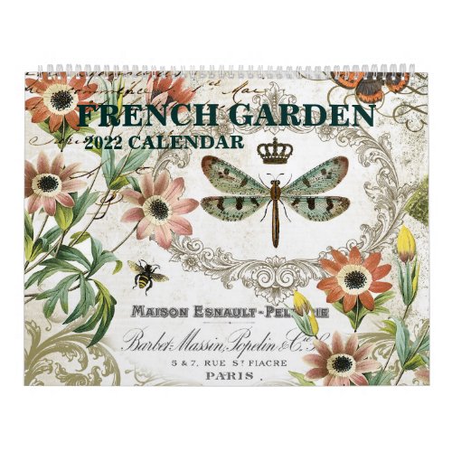 Modern vintage French garden 2022 calendar