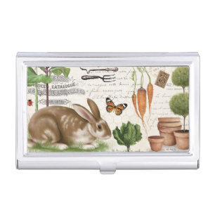 Modern Vintage French Garden Rabbit Business Card Case