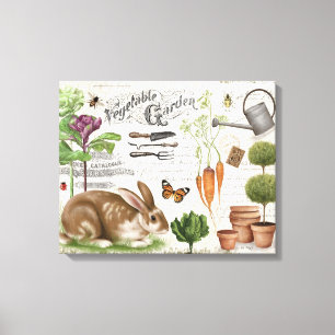 Modern Vintage French Garden Rabbit Canvas Print