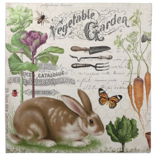 Modern Vintage French Garden Rabbit Cloth Napkin