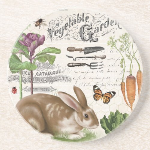 Modern Vintage French Garden Rabbit Coaster