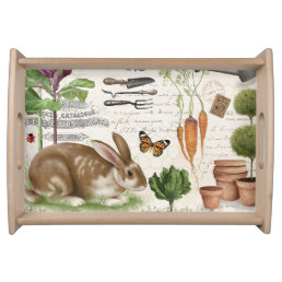 Modern Vintage French Garden Rabbit Serving Tray
