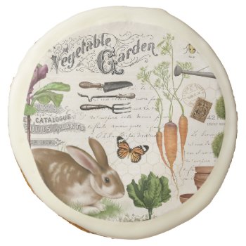Modern Vintage French Garden Rabbit Sugar Cookie by GIFTSBYHEATHERMYERS at Zazzle