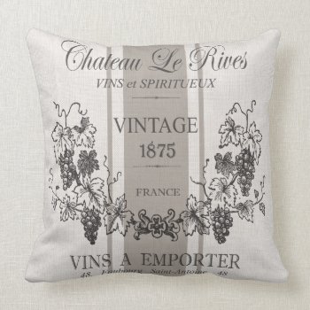 Modern Vintage French Grain Sac Wine Throw Pillow by GIFTSBYHEATHERMYERS at Zazzle