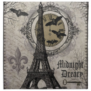 modern vintage french halloween Eiffel tower Cloth Napkin