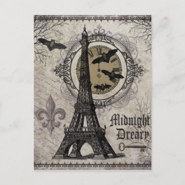 modern vintage french halloween Eiffel tower Postcard