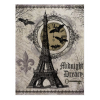 modern vintage french halloween Eiffel tower Postcard