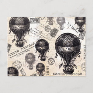 modern vintage French hot air balloons Postcard