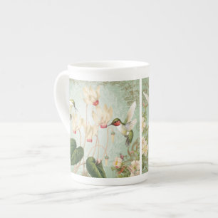 Modern Vintage French Hummingbirds Bone China Mug