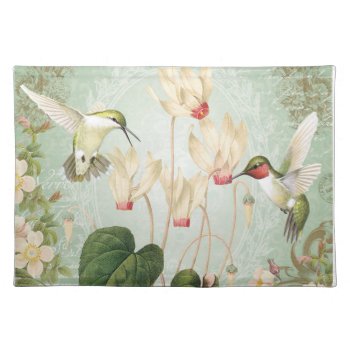 Modern Vintage French Hummingbirds Cloth Placemat by GIFTSBYHEATHERMYERS at Zazzle