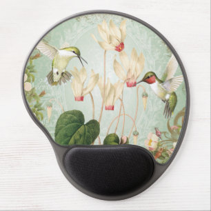 Modern Vintage French Hummingbirds Gel Mouse Pad