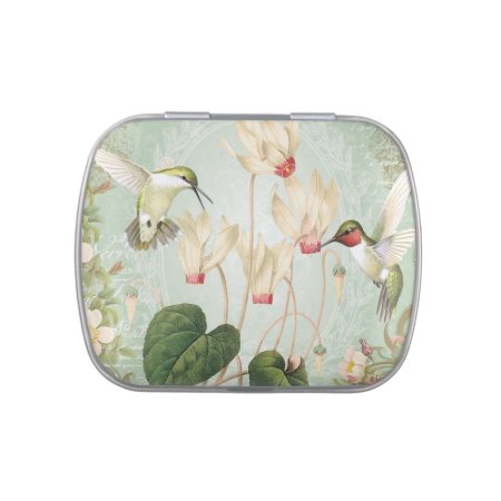 Modern Vintage French Hummingbirds Jelly Belly Candy Tin